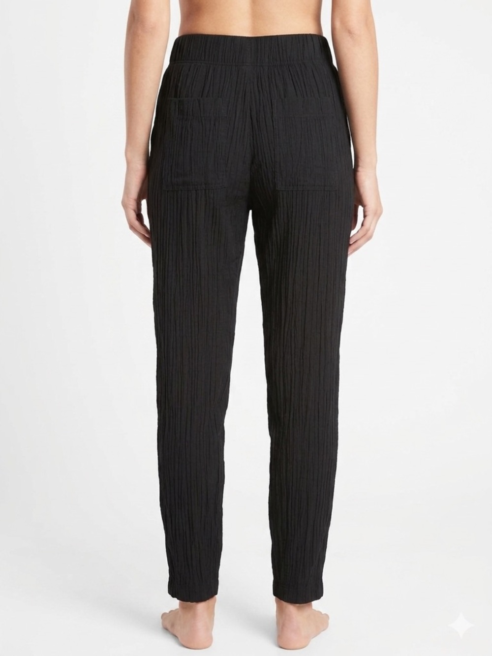 Zara Black Crinkled Elastic Waist Pull-On Pants Women’s SM - Picture 2 of 10